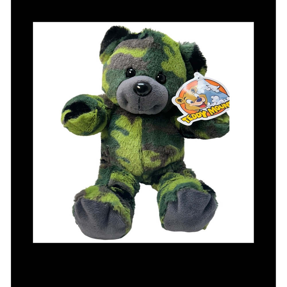 Teddy Mountain GI Camo Bear 8" Plush Stuffed Animal Green Woodland Camouflage